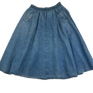 Stuffed Shirt Midi Skirt L Jeans Wear Denim A-Line Front Pockets Medium Wash